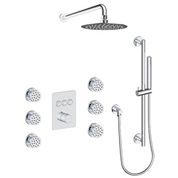 3 function push button thermostatic shower system