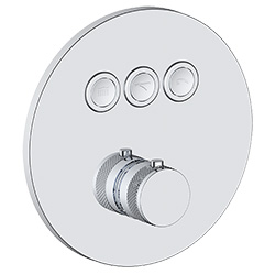 3 function push button thermostatic valve trim with integrated diverter